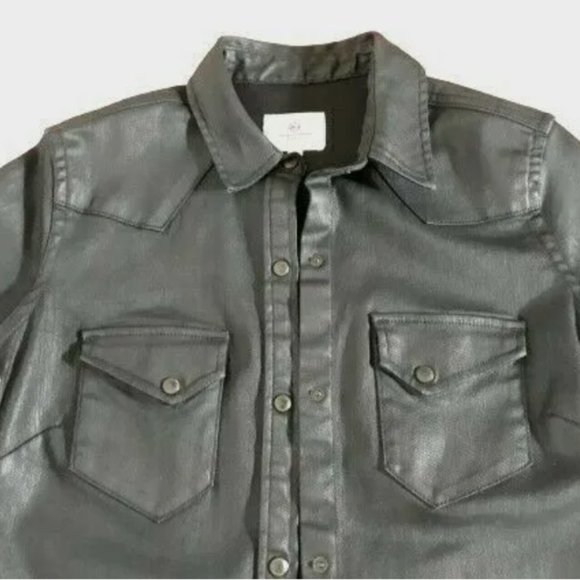 Adriano Goldschmied AG Womens Black Waxed Shirt Jacket Size XS - Picture 5 of 9